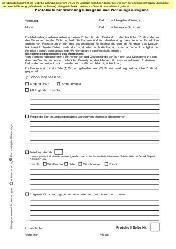 Protokoll Wohnungsübergabe
 Pfändungsprotokoll Anschluss Pfändungsprotokoll Protokoll