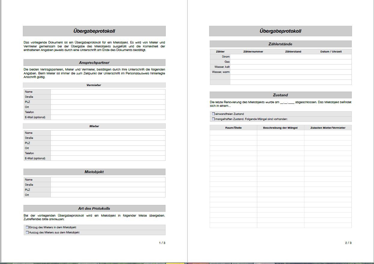 Protokoll Wohnungsübergabe
 Übergabeprotokoll Muster › Der Mustermann