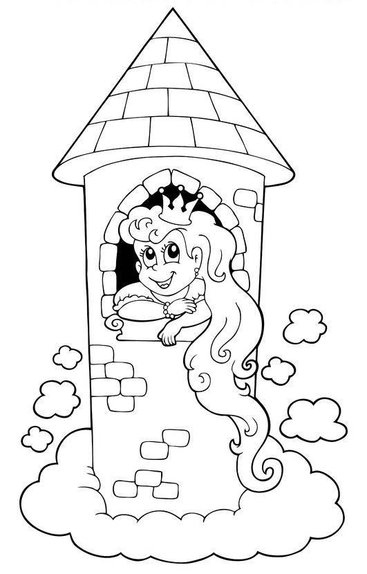 Rapunzel Im Turm Ausmalbilder
 Kostenlose Malvorlage Märchen Rapunzel im Turm zum Ausmalen