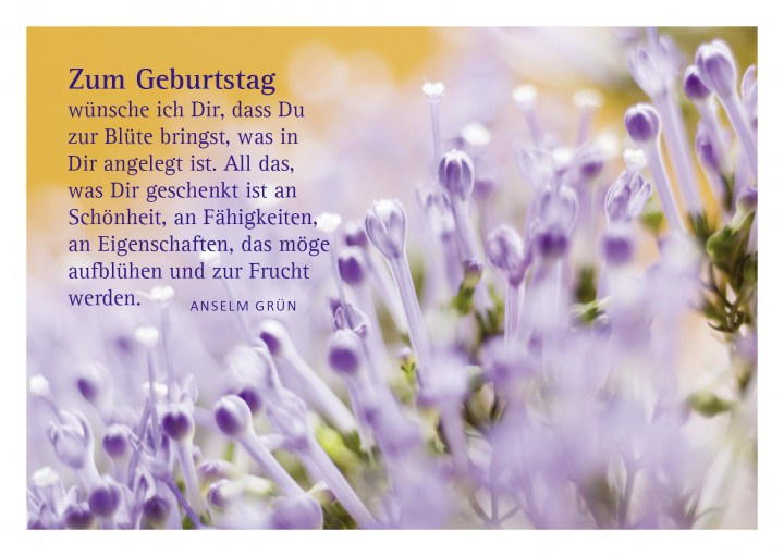 Religiöse Geburtstagswünsche
 Glückwunschkarte "Blüte" mit Glückwunsch von Anselm Grün