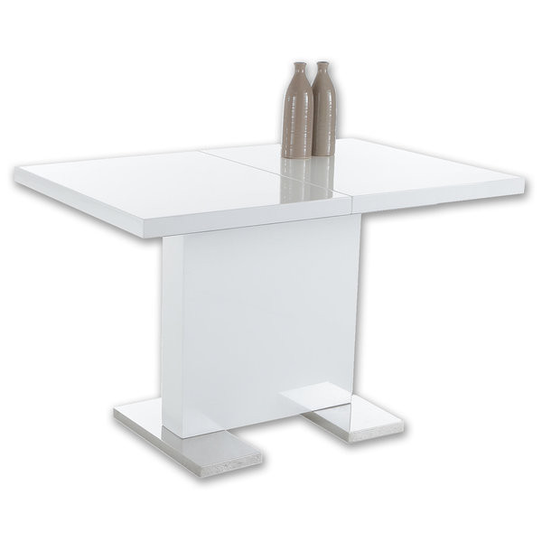 Roller Tisch
 Tisch IRIS weiß Hochglanz ausziehbar 120x80 cm von