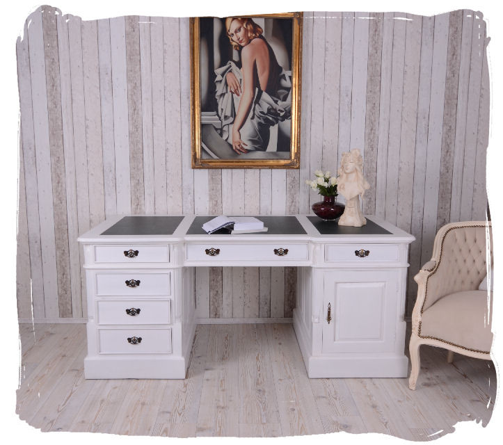 Schreibtisch Vintage Weiß
 VINTAGE PARTNERDESK DOPPELSCHREIBTISCH SHABBY CHIC