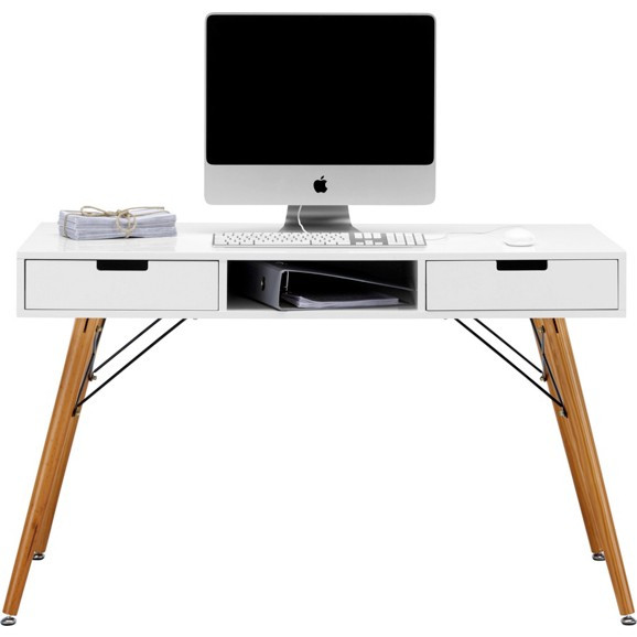 Schreibtisch Weiß Holz
 Schreibtisch in Weiß Braun Pinienholz online kaufen mömax