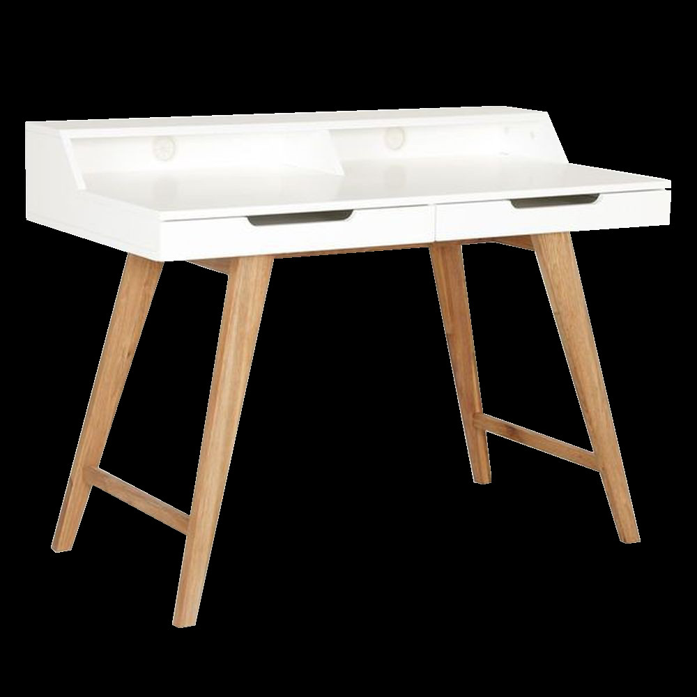 Schreibtisch Weiß Holz
 Schreibtisch weiß matt 2 Schubladen Walnussholz online