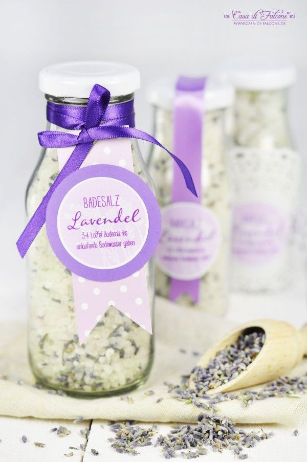 Selbstgemacht Geschenke
 Badesalz mit Lavendel Rezept & Verpackungsideen