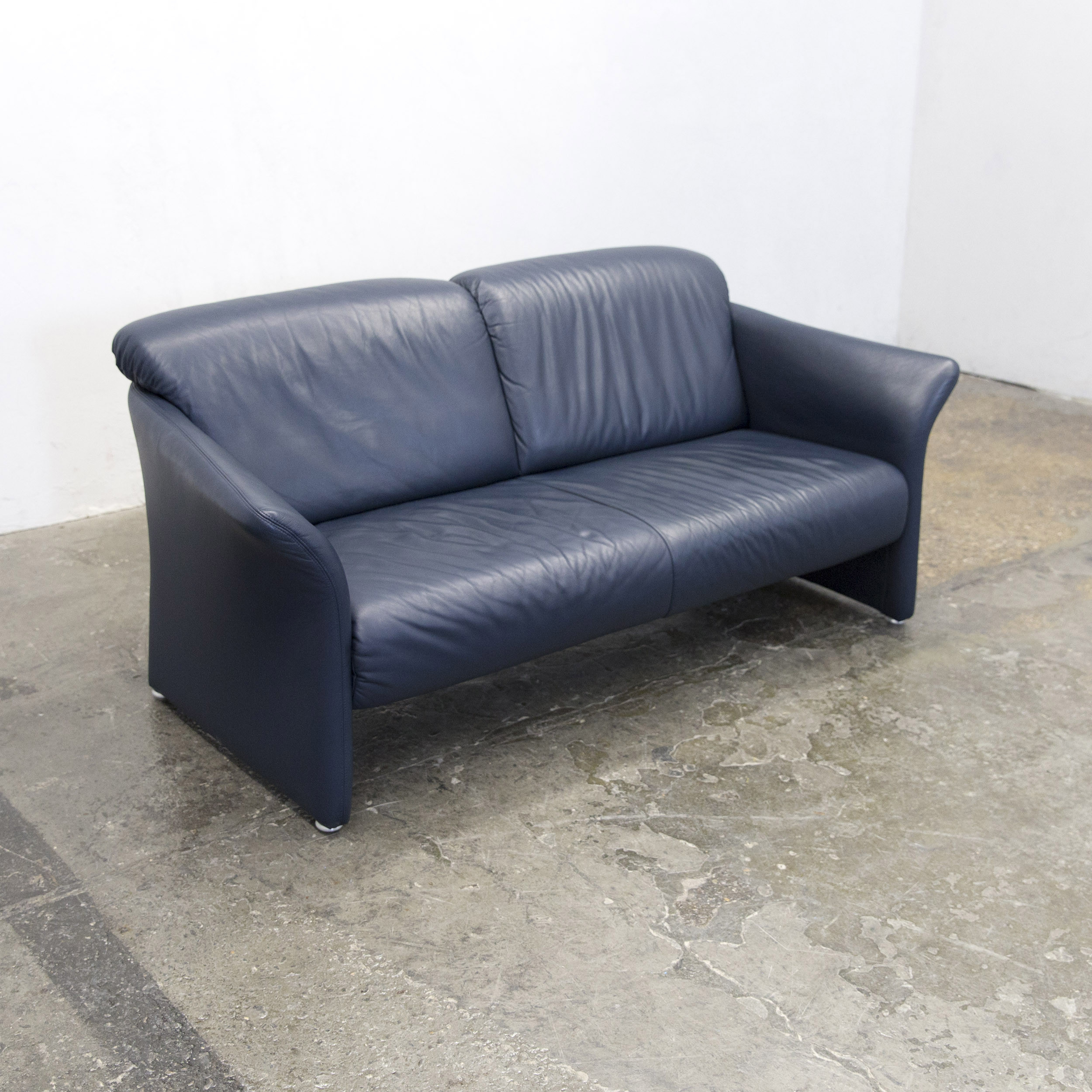 Sofa Blau
 Koinor Designer Leder Sofa Dunkel Blau Zweisitzer Modern