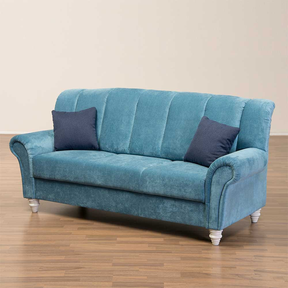 Sofa Blau
 3 Sitzer Sofa Peritos in Blau mit Stoffbezug