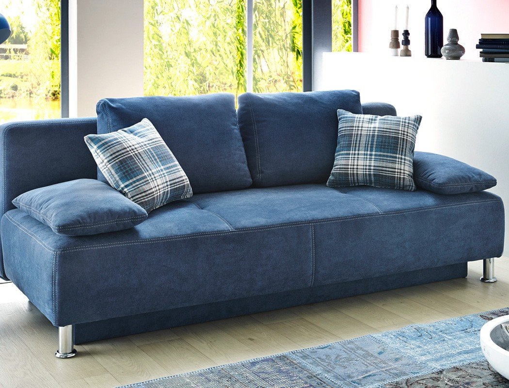 Sofa Blau
 Funktionssofa Carlo 203x97 cm Mikrofaser blau Schlafsofa