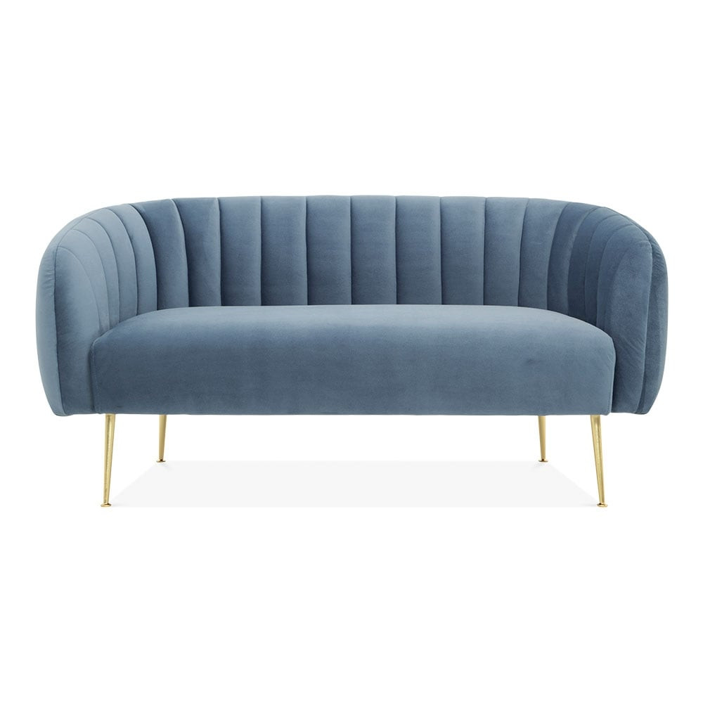 Sofa Blau
 Effie Samt Gepolstertes 2 Sitzer Sofa Blau