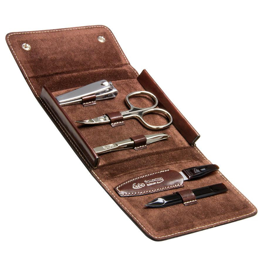 Solingen Maniküre Set
 Erbe Solingen 5 Piece Manicure Set Antique Cowhide Brown