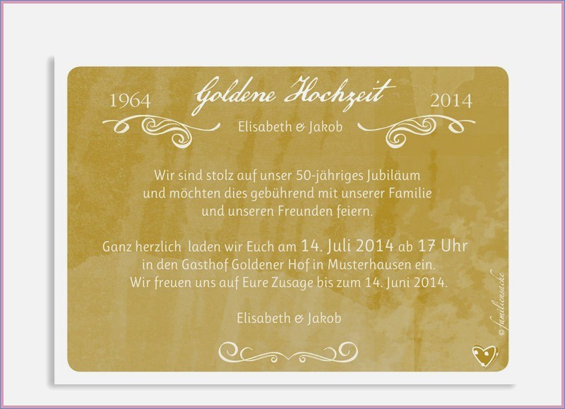 Spruch Zur Goldenen Hochzeit
 Einladungskarten Goldene Hochzeit Kostenlos Zum Ausdrucken