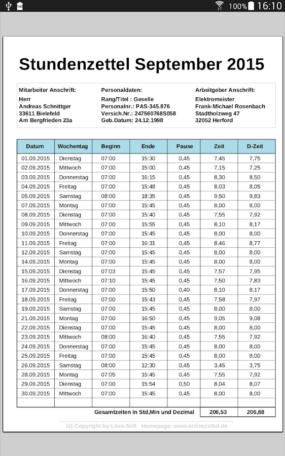 Stundenzettel Handwerk
 Wochenzettel Stundenzettel Pro Android Apps on Google Play