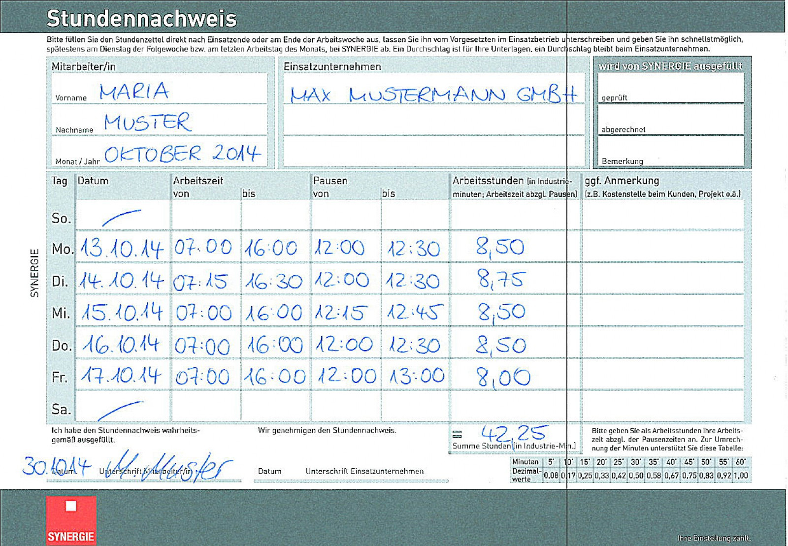 Stundenzettel Handwerk
 Häufige Fragen FAQ – Mitarbeiter