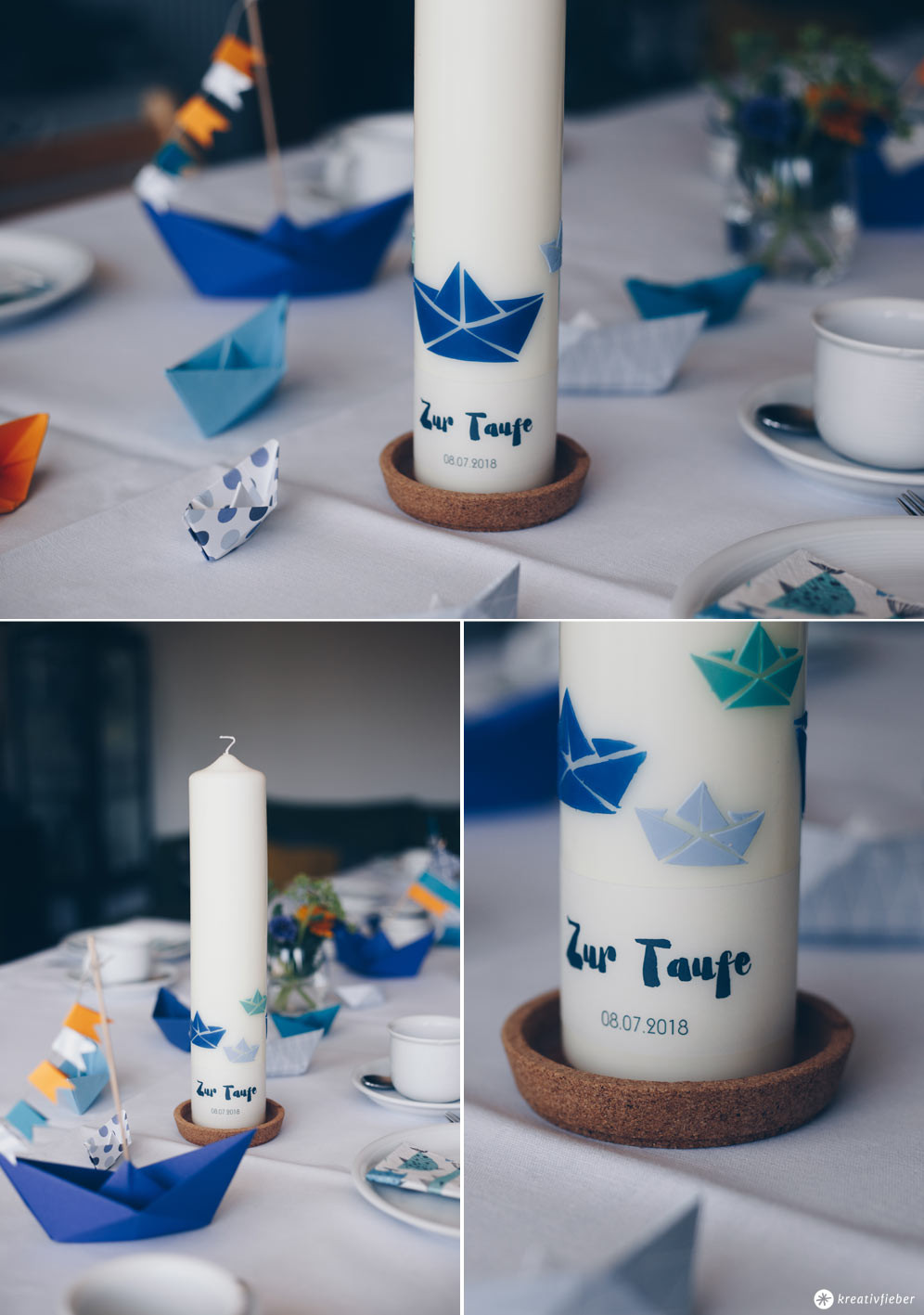 Taufkerze Diy
 DIY Taufkerze selbermachen mit Origamibooten und Text