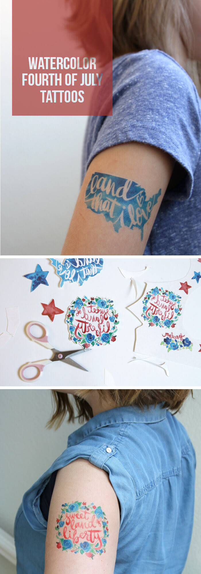 Temporary Tattoos Diy
 Make Watercolor Fourth of July Temporary Tattoos Persia Lou