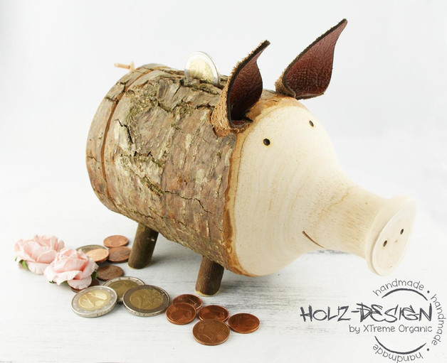 Tierische Geschenke
 Deko Objekte Sparschwein Holz Spardose Geldgeschenke