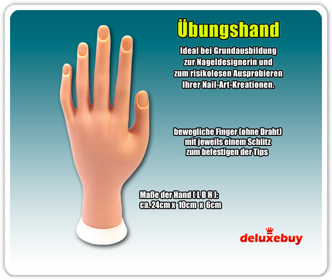 Übungshand Nageldesign
 Übungshand beweglich Nail Trainer Nageldesign