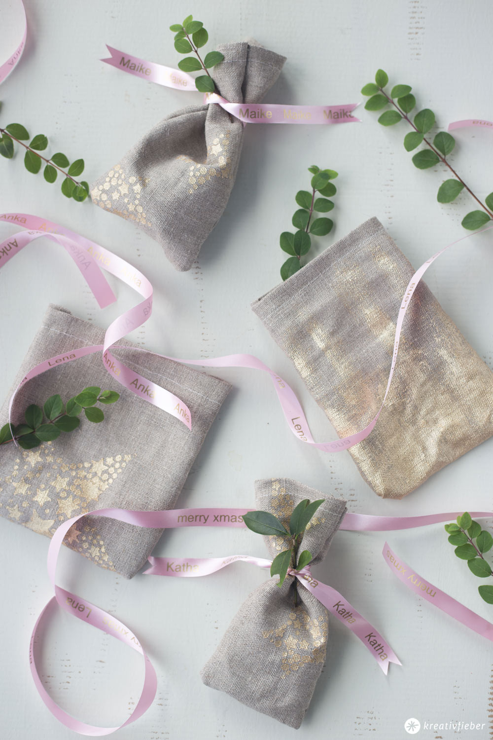 Verrückte Geschenke Zum Selber Machen
 DIY Geschenksäckchen mit Textilband mit Namen Geschenke