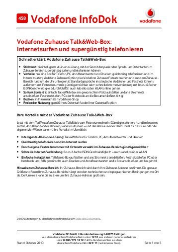 Vodafone Zuhause
 Infodok 457 Vodafone Zuhause Option und Vodafone Zuhause