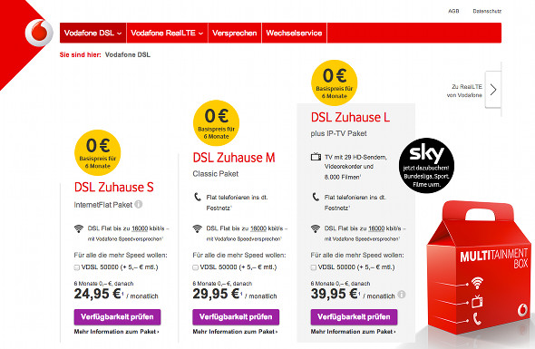 Vodafone Zuhause
 Vodafone ordnet DSL und LTE Tarife neu Zuhause S M und L