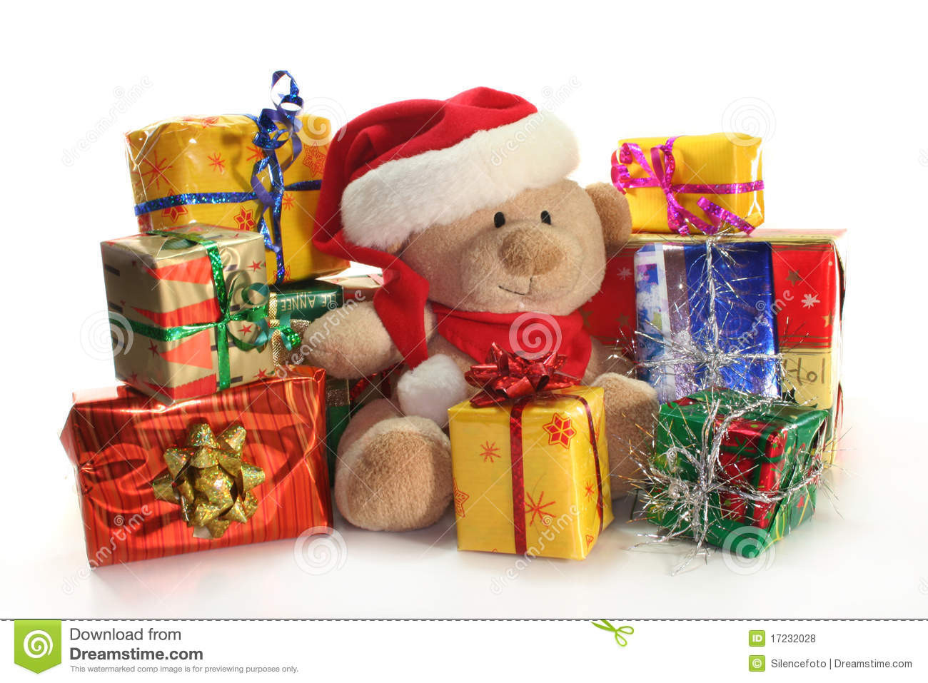 Weihnachts Geschenke
 Weihnachtsgeschenke stockfoto Bild von teddy farbband