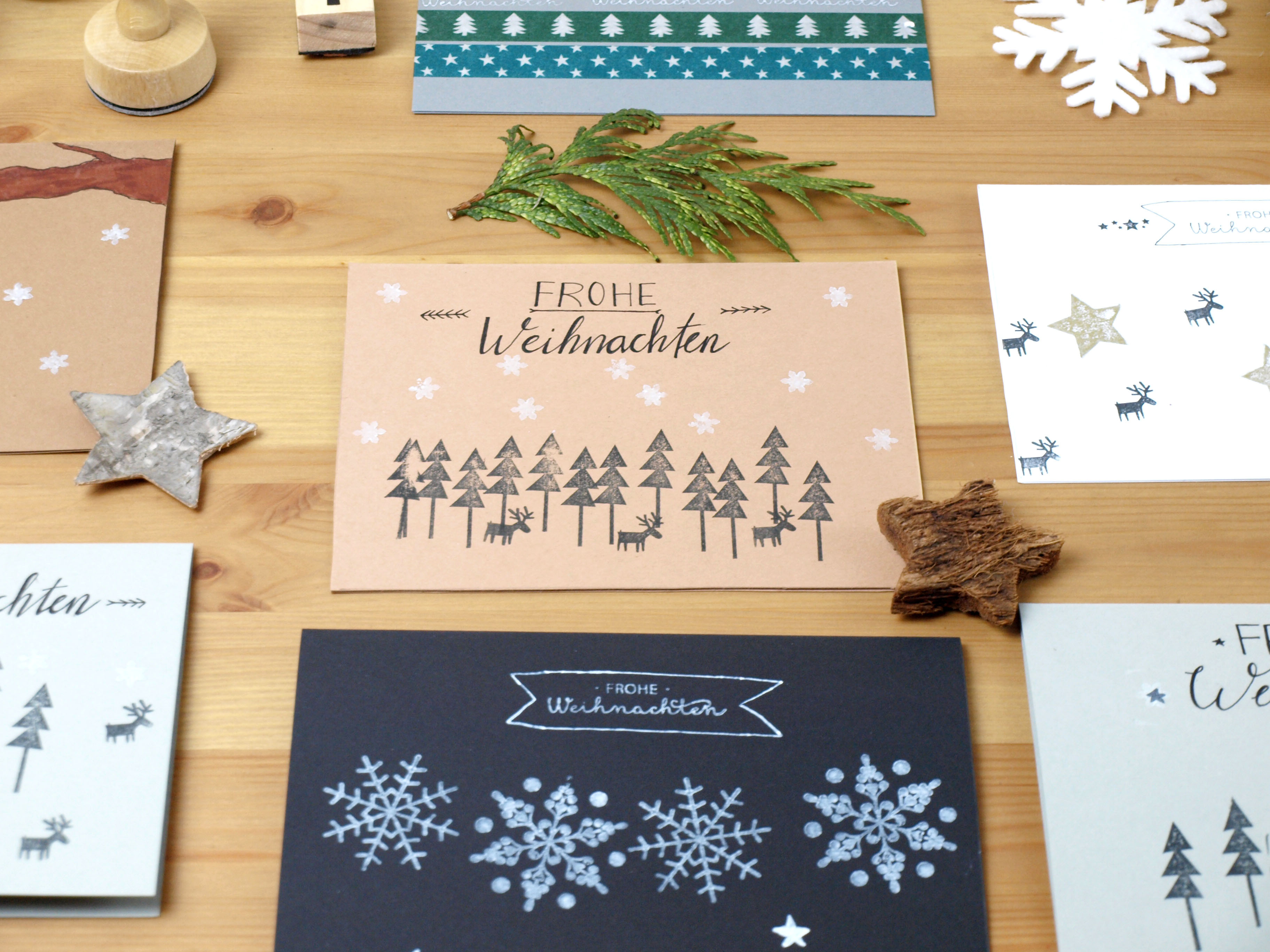 Weihnachtskarten Diy
 DIY Individuelle Weihnachtskarten mit Stempeln gestalten