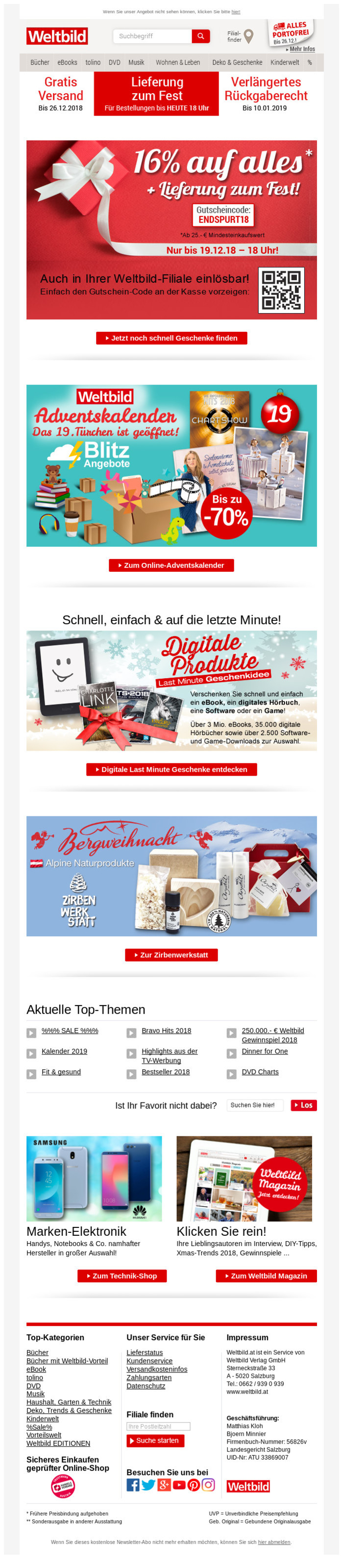 Weltbild Geschenke Gratis
 Weltbild ⌛ Nur noch wenige Stunden Rabatt