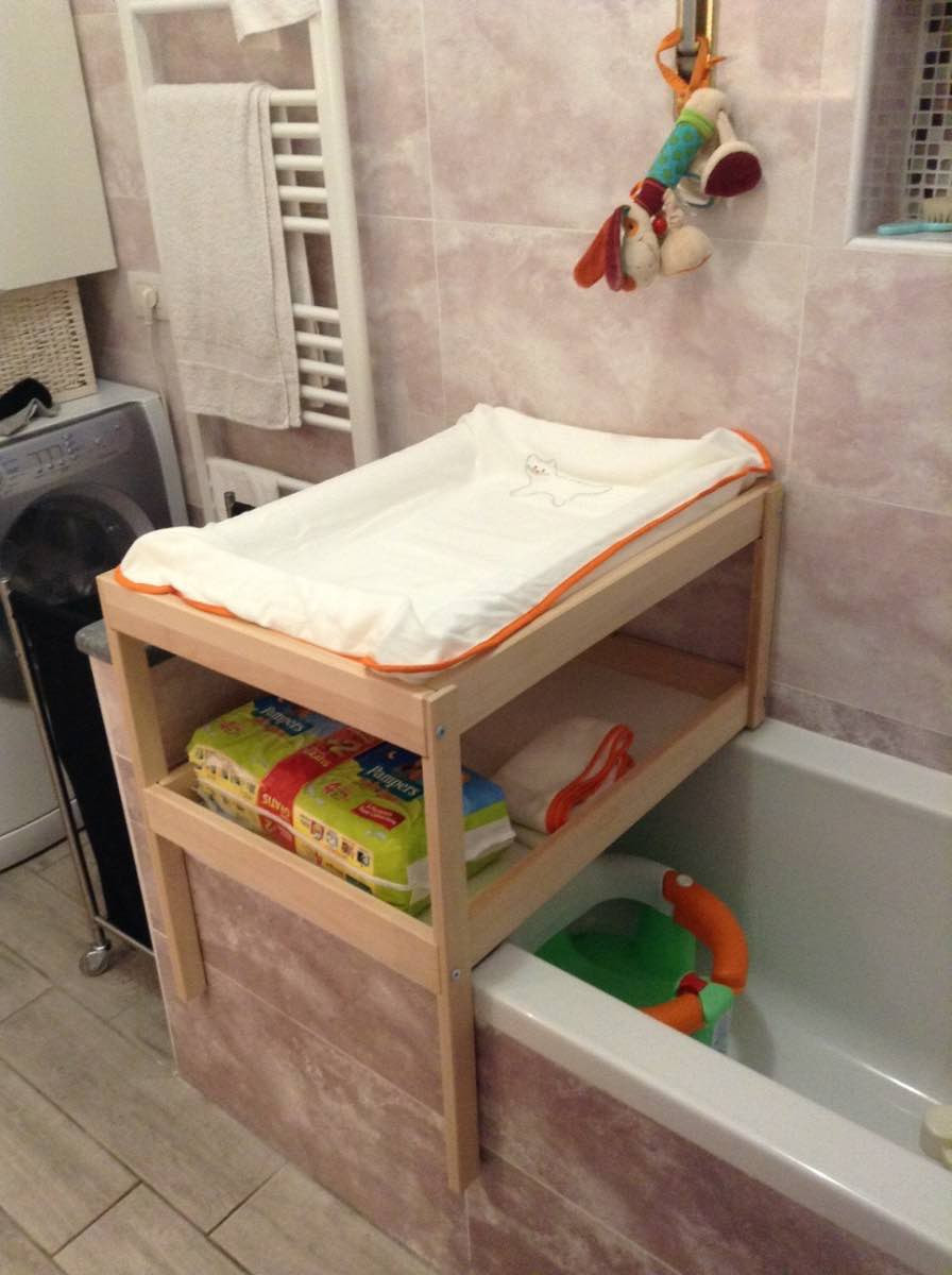 Wickeltisch Diy
 Over bathtub changing table for small spaces IKEA Hackers