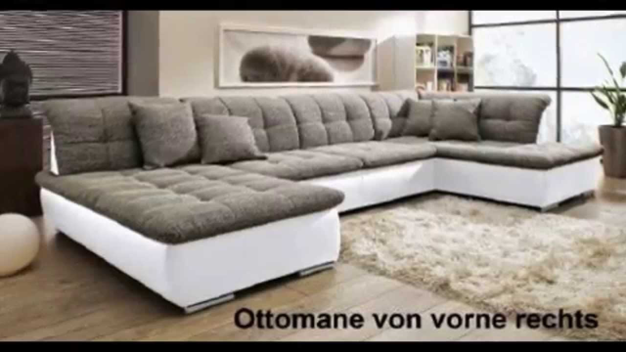 Wohnzimmer Couch
 u WOHNLANDSCHAFT SOFA COUCH Wohnzimmer Strukturstoff LEDER