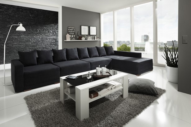 Wohnzimmer Couch
 Wohnzimmer mit schwarzer couch