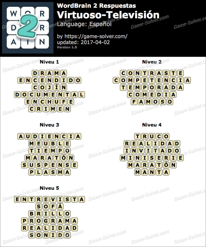 Wordbrain 2 Handwerk
 WordBrain 2 Virtuoso Television Respuestas Game Solver