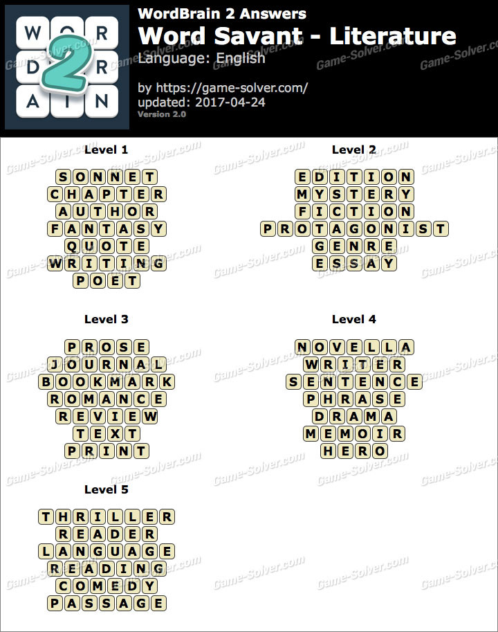 Wordbrain 2 Handwerk
 Wordbrain 2 Word Savant Literature Answers Game Solver