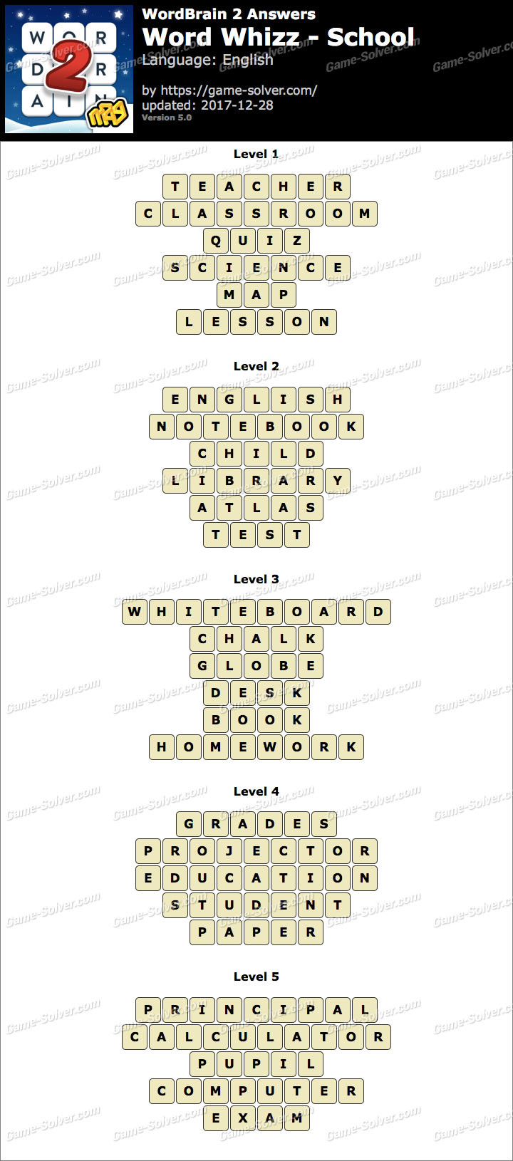 Wordbrain 2 Handwerk
 Wordbrain 2 Word Whizz School Answers Game Solver