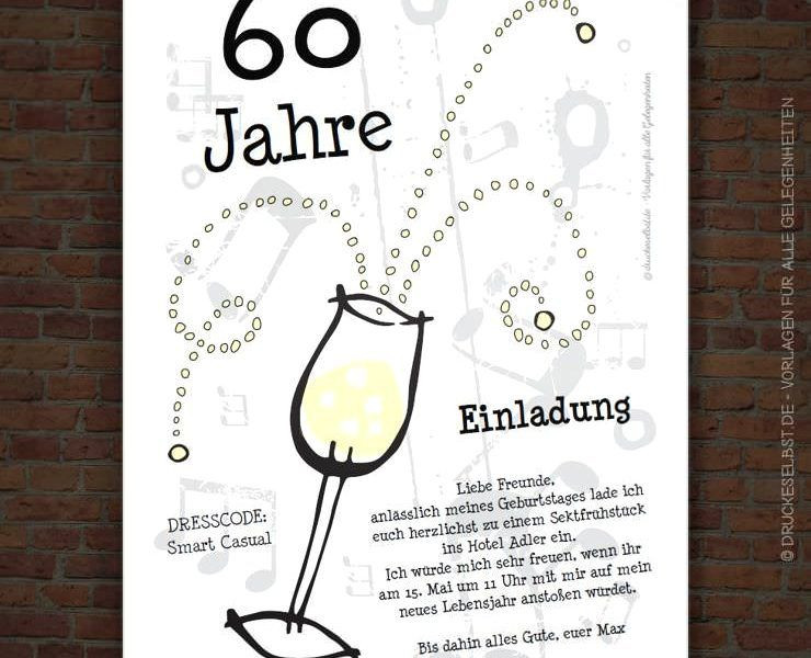 Zitate 60 Geburtstag
 Einladung 60 Geburtstag Vorlagen Kostenlos