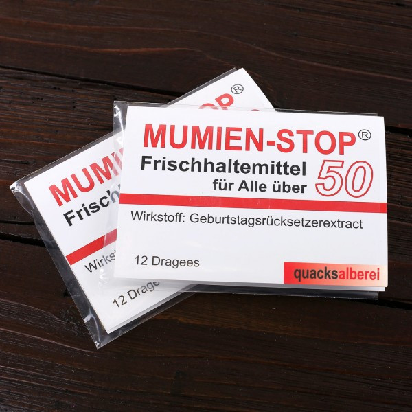 Zum 50 Geburtstag Geschenke
 Kaugummi Mumienstop zum 50 Geburtstag