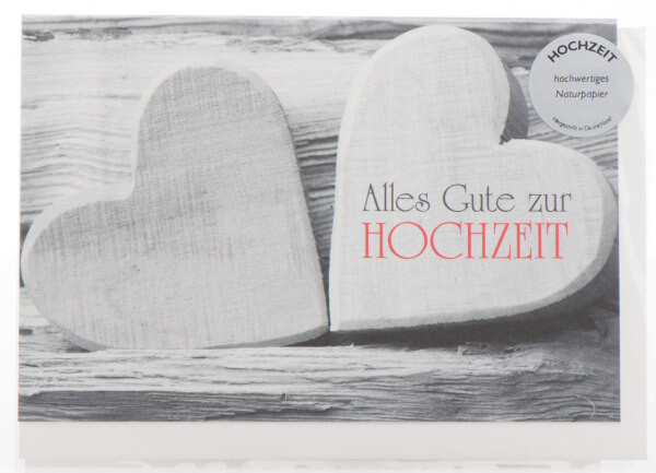 Zur Hochzeit Alles Gute
 Karte zur Hochzeit Alles Gute zur Hochzeit & Holz Herzen