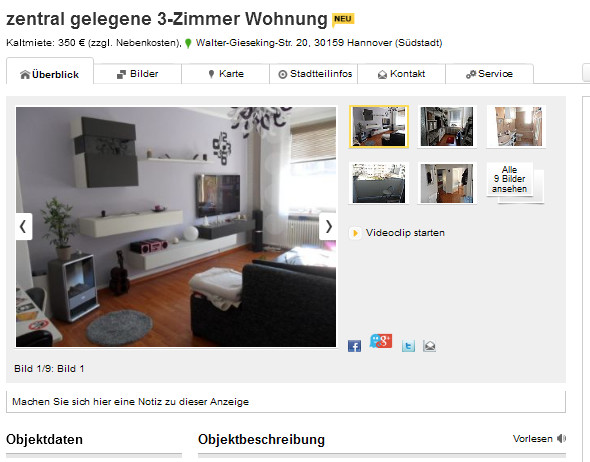 3 Zimmer Wohnung Hannover
 wohnungsbetrug achim volkner medicalteam