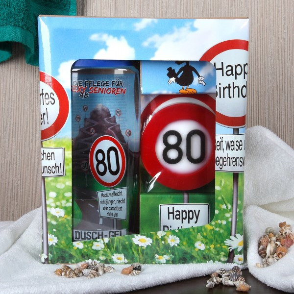 80 Geburtstag Geschenke
 Das lustige Geschenkset zum 80 Geburtstag Duschgel & Seife