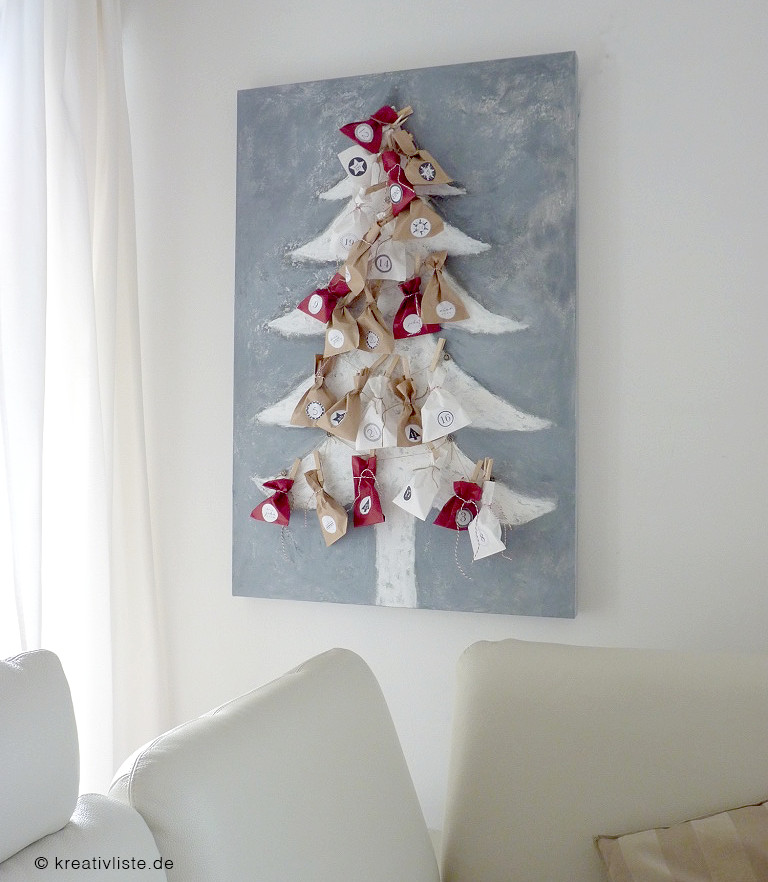 Adventskalender Diy
 DIY Adventskalender Ein Weihnachtsbaum auf Leinwand