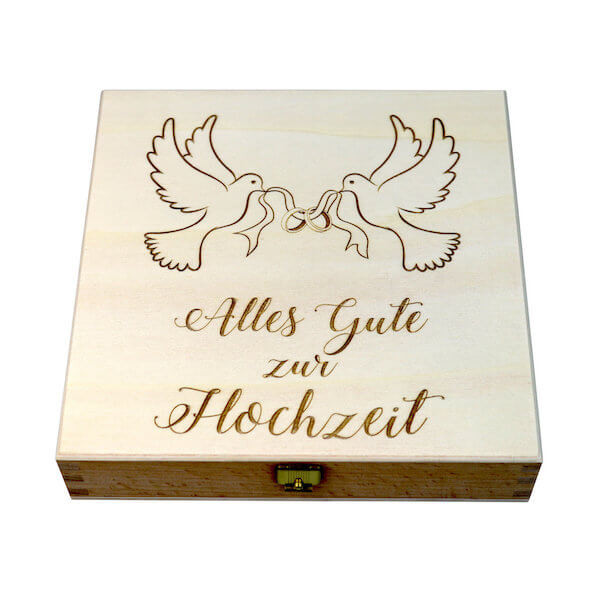 Alles Gute Hochzeit
 Vergoldetes Glückshufeisen mit Geschenkbox "Alles Gute zur