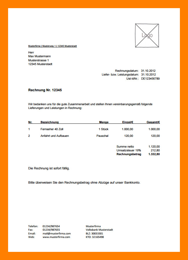 Angebotsvorlage Handwerk
 12 fehlende rechnung anfordern muster