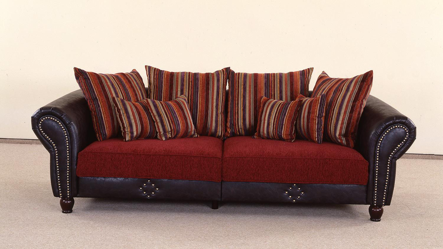 Antik Sofa
 Big Sofa CORIN antik dunkel braun und rot inkl Kissen