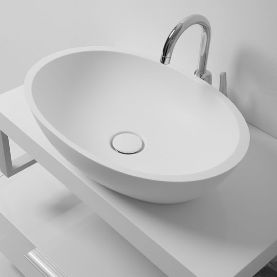 Aufsatzwaschbecken Oval
 Aufsatz Waschbecken oval aus Stein modern MILO