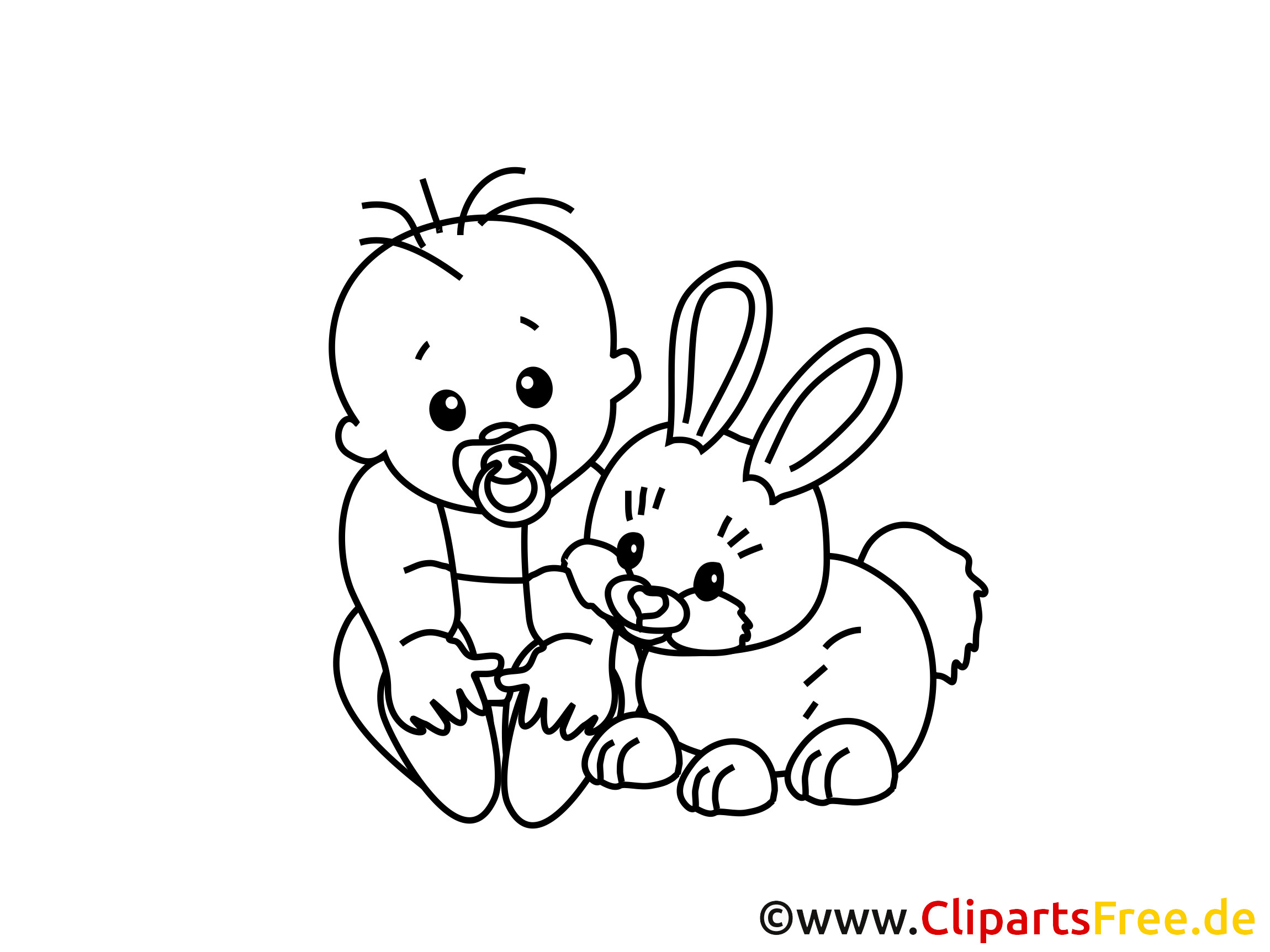 Ausmalbilder Baby
 Lustiges Ausmalbild Baby und Osterhase