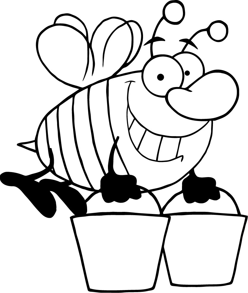 Пчела с ведром раскраска
