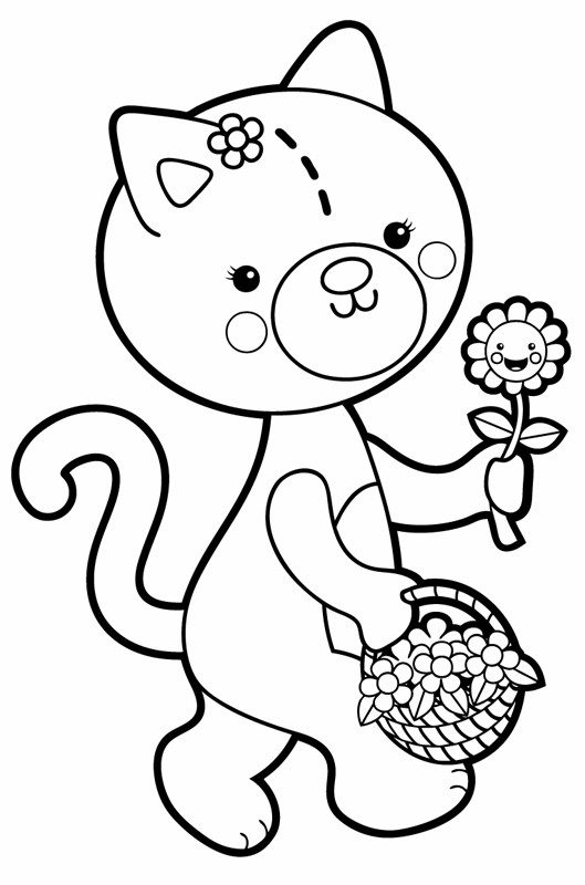 Ausmalbilder Blume
 Kostenlose Malvorlage Blumen Katze mit Blumenkorb zum