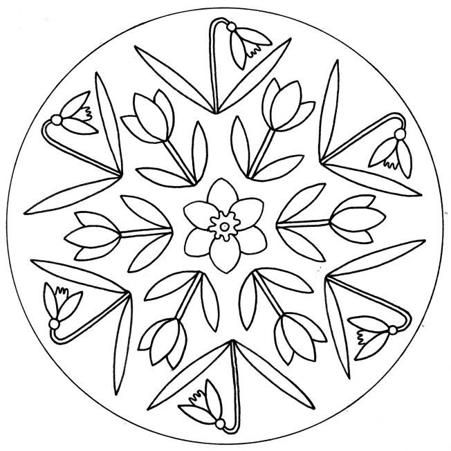 Ausmalbilder Blumen Mandala
 Frühlingsblumen Mandala mandala