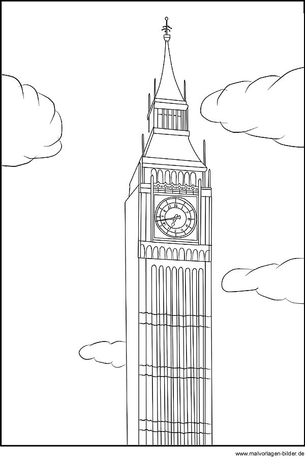 Ausmalbilder England
 Ausmalbild Big Ben oder Elizabeth Tower in Londen