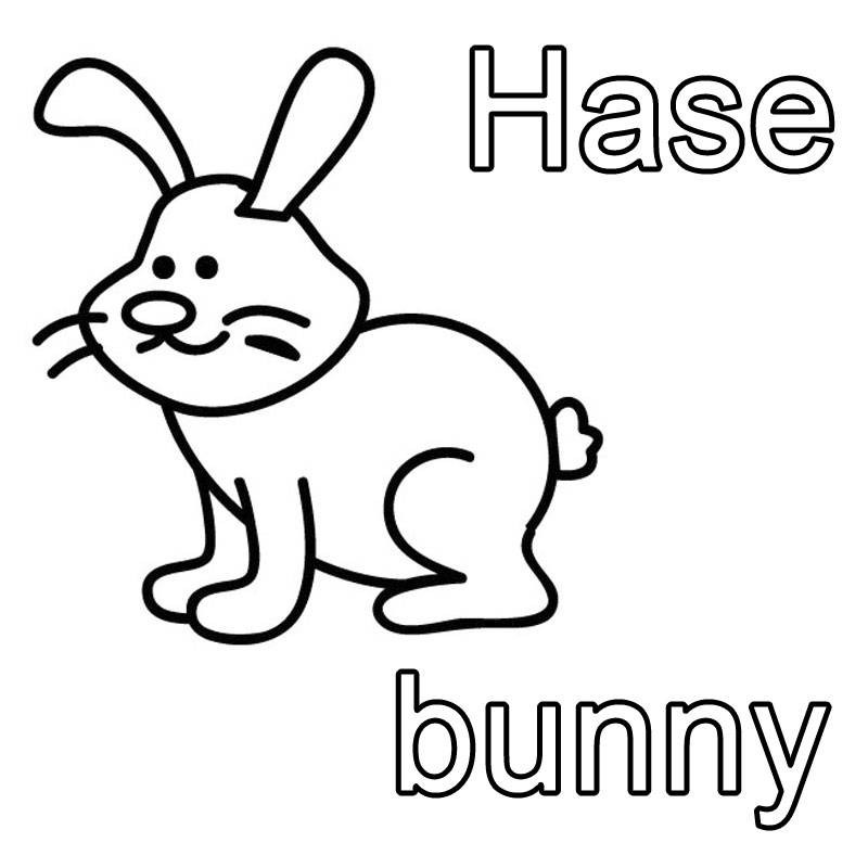 Ausmalbilder Englisch
 Kostenlose Malvorlage Englisch lernen Hase bunny zum