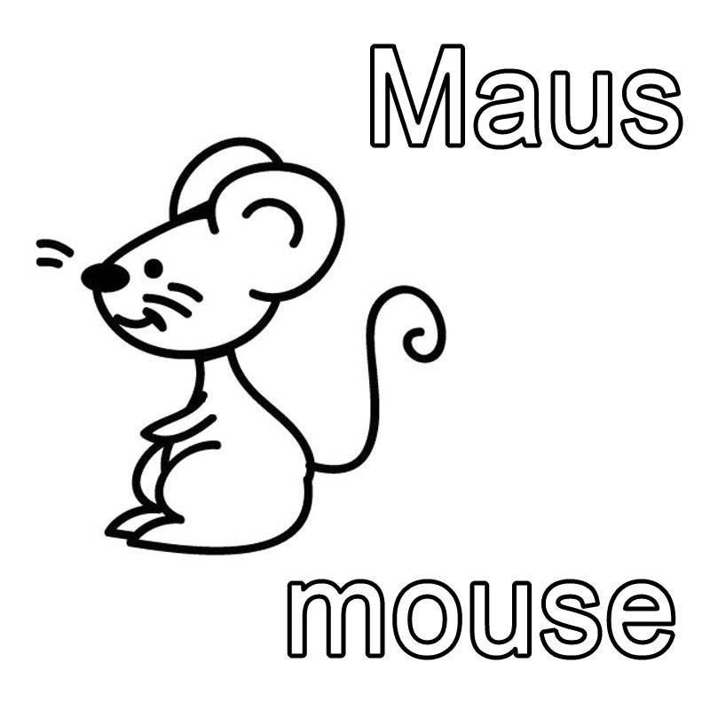 Ausmalbilder Englisch
 Kostenlose Malvorlage Englisch lernen Maus mouse zum